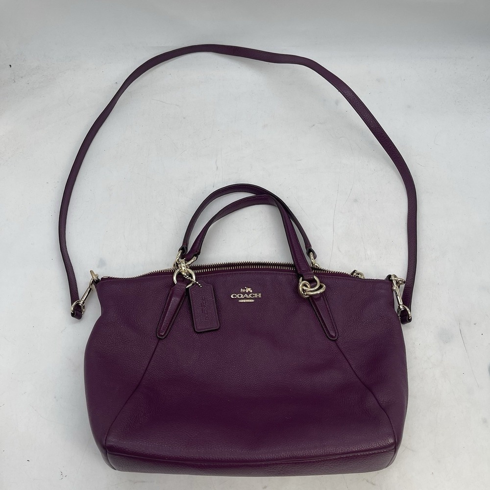 COACH KELSEY Satchel purple Pebbled Leather Crossbody Shoulder Purse Bag F36675